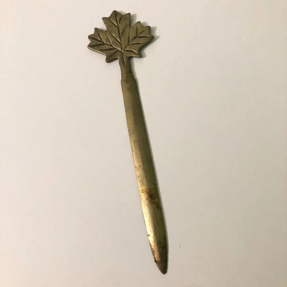 Vintage Brass Canadian Maple Leaf Letter Opener 7.5 Inch Long - Picture 7 of 14